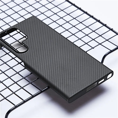For Samsung Galaxy S22 Ultra 5G Slim Case 600D Fine Texture Aramid Fiber Black Phone Cover