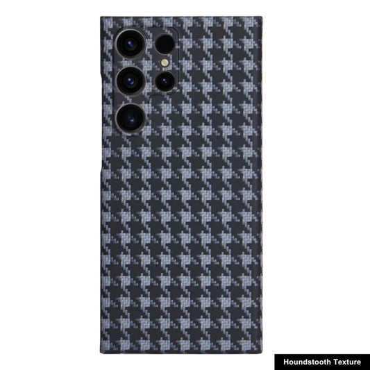 Cell Phone Cover for Samsung Galaxy S22 Ultra 5G Aramid Fiber Phone Case Houndstooth Texture Shell