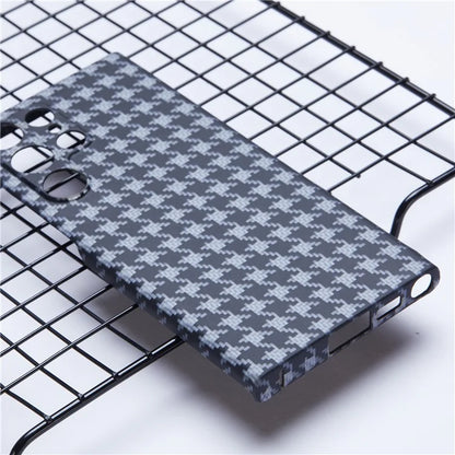 Cell Phone Cover for Samsung Galaxy S22 Ultra 5G Aramid Fiber Phone Case Houndstooth Texture Shell