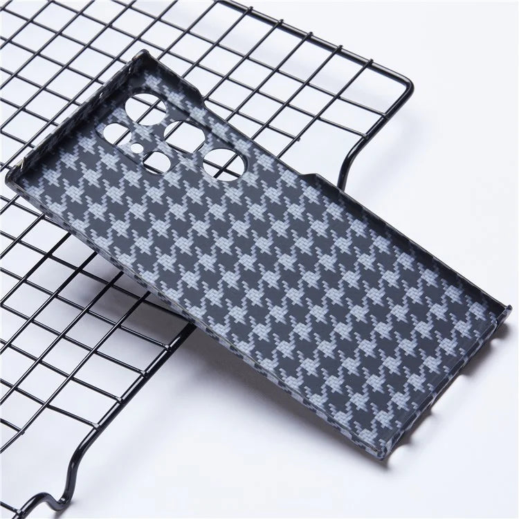 Cell Phone Cover for Samsung Galaxy S22 Ultra 5G Aramid Fiber Phone Case Houndstooth Texture Shell