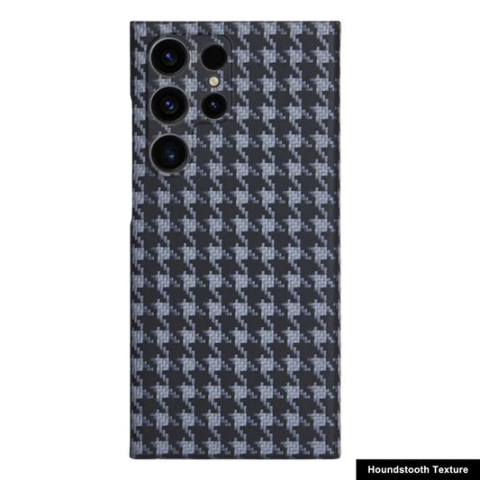 Aramid Fiber Phone Case for Samsung Galaxy S24 Ultra Houndstooth Texture Phone Cover