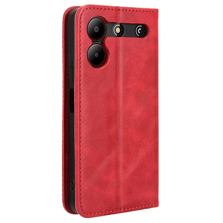For ZTE Blade A54 Cell Phone Case PU Leather Wallet Magnetic Closing Support Stand Drop-proof Cover
