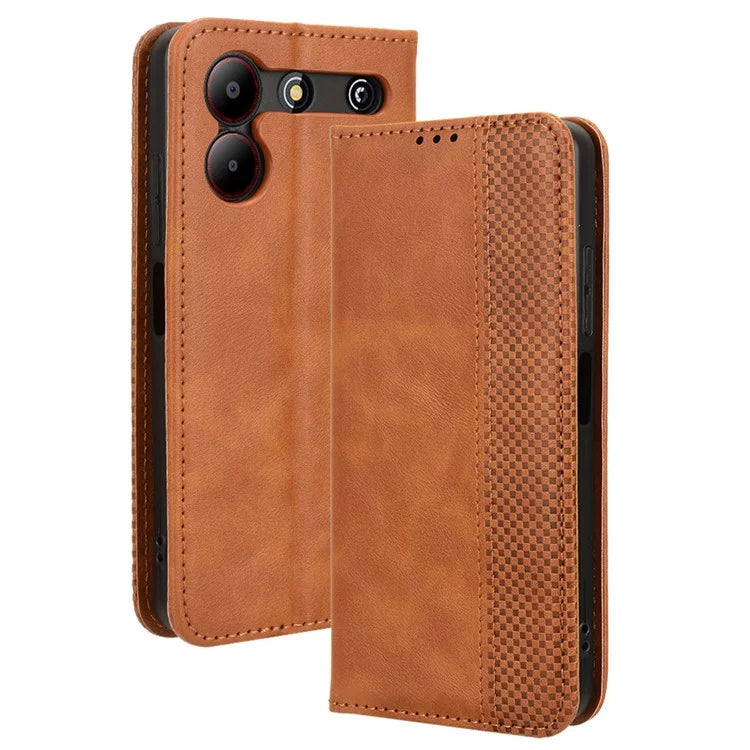 For ZTE Blade A54 Cell Phone Case PU Leather Wallet Magnetic Closing Support Stand Drop-proof Cover