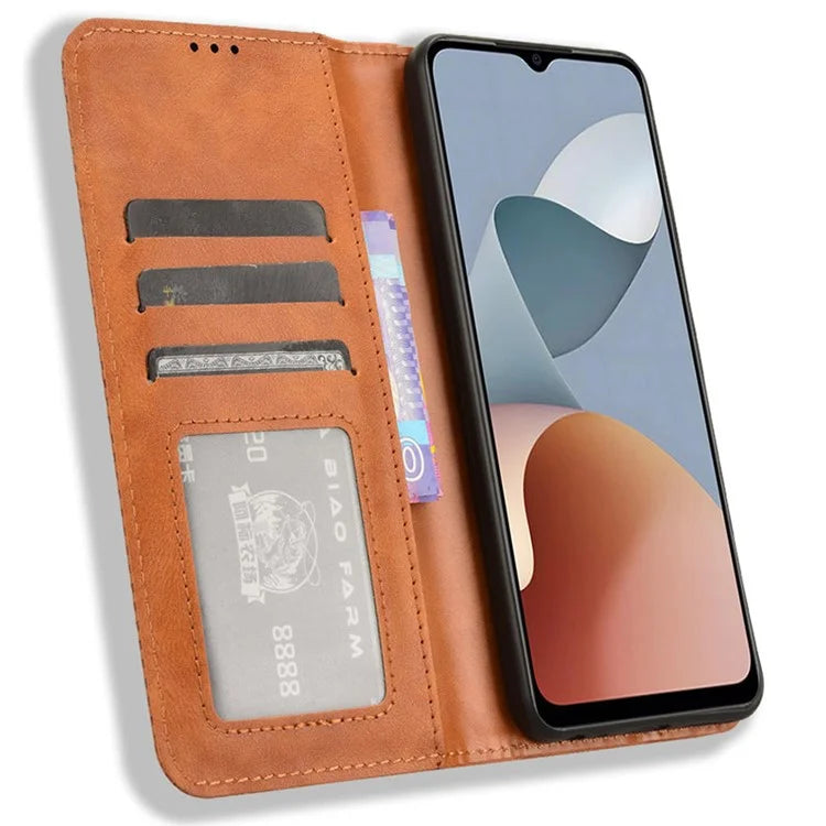 For ZTE Blade A54 Cell Phone Case PU Leather Wallet Magnetic Closing Support Stand Drop-proof Cover
