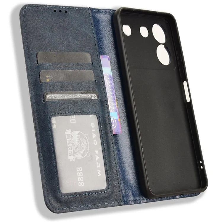 For ZTE Blade A54 Cell Phone Case PU Leather Wallet Magnetic Closing Support Stand Drop-proof Cover