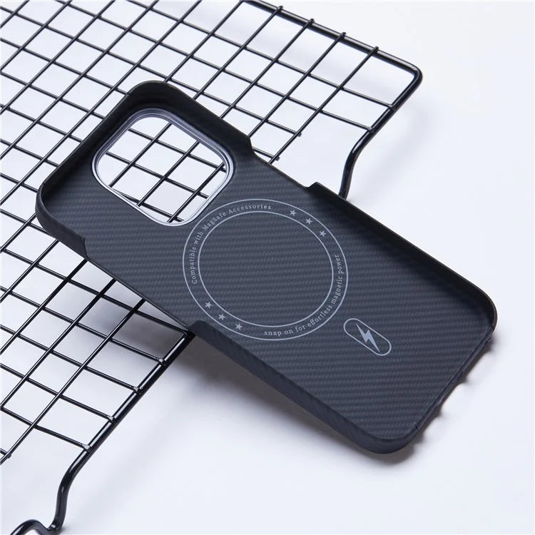 For iPhone 14 Pro Case Compatible with MagSafe 600D Fine Texture Aramid Fiber Phone Case