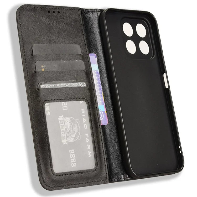 For Honor X8b 4G Cell Phone Case Retro Texture Imprinted Wallet PU Leather Stand Cover