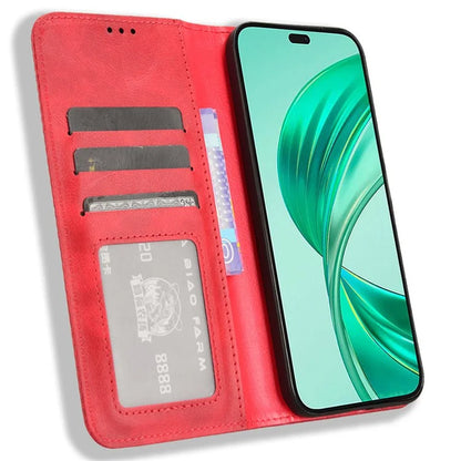 For Honor X8b 4G Cell Phone Case Retro Texture Imprinted Wallet PU Leather Stand Cover