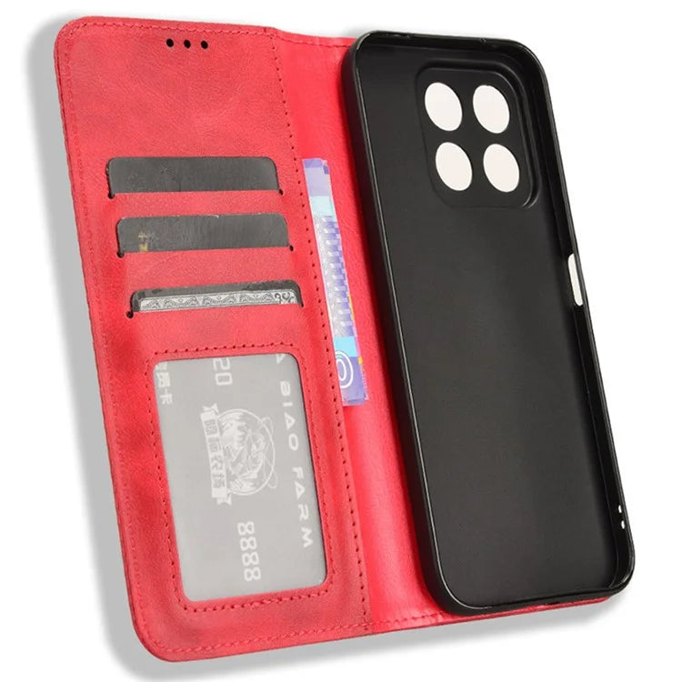 For Honor X8b 4G Cell Phone Case Retro Texture Imprinted Wallet PU Leather Stand Cover