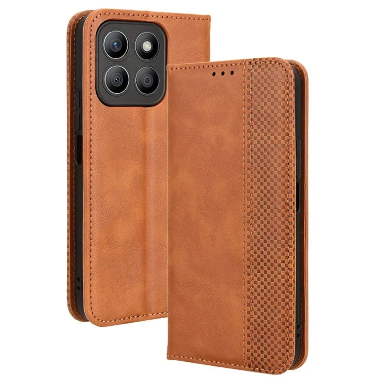 For Honor X8b 4G Cell Phone Case Retro Texture Imprinted Wallet PU Leather Stand Cover