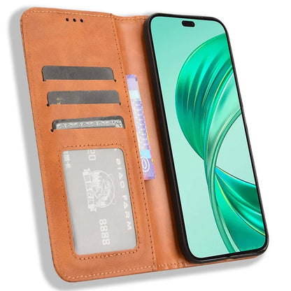 For Honor X8b 4G Cell Phone Case Retro Texture Imprinted Wallet PU Leather Stand Cover