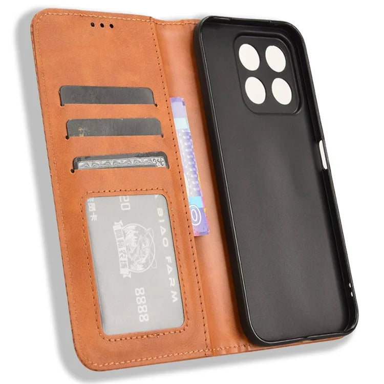 For Honor X8b 4G Cell Phone Case Retro Texture Imprinted Wallet PU Leather Stand Cover