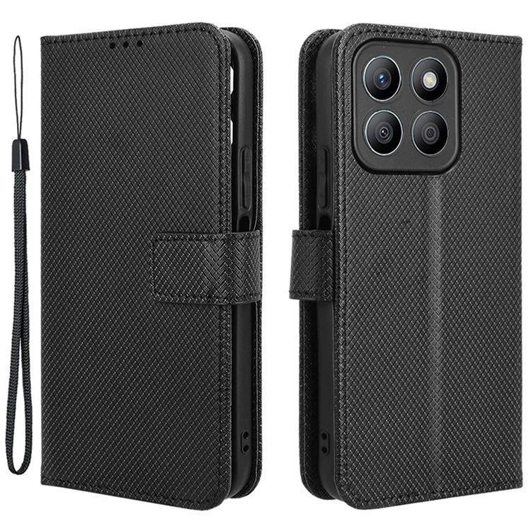 For Honor X8b 4G Cell Phone Case Wallet Leather Cover Diamond Texture Shockproof Shell