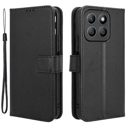 For Honor X8b 4G Cell Phone Case Wallet Leather Cover Diamond Texture Shockproof Shell