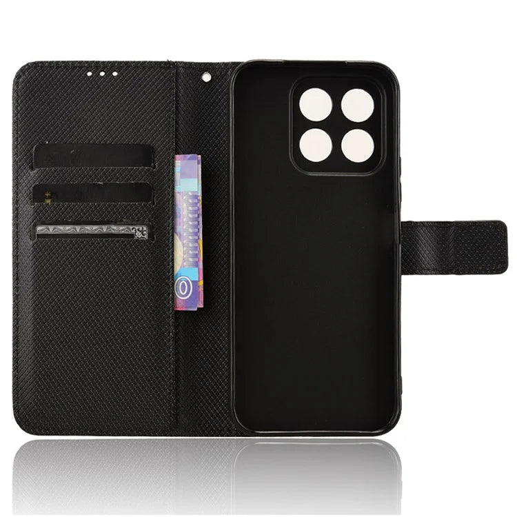 For Honor X8b 4G Cell Phone Case Wallet Leather Cover Diamond Texture Shockproof Shell