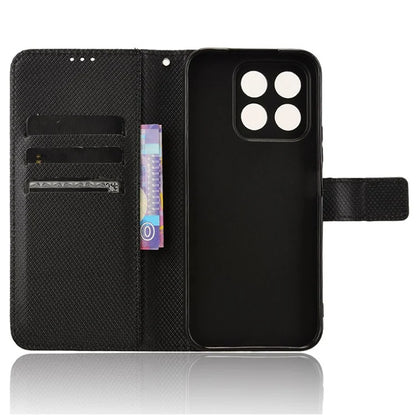 For Honor X8b 4G Cell Phone Case Wallet Leather Cover Diamond Texture Shockproof Shell