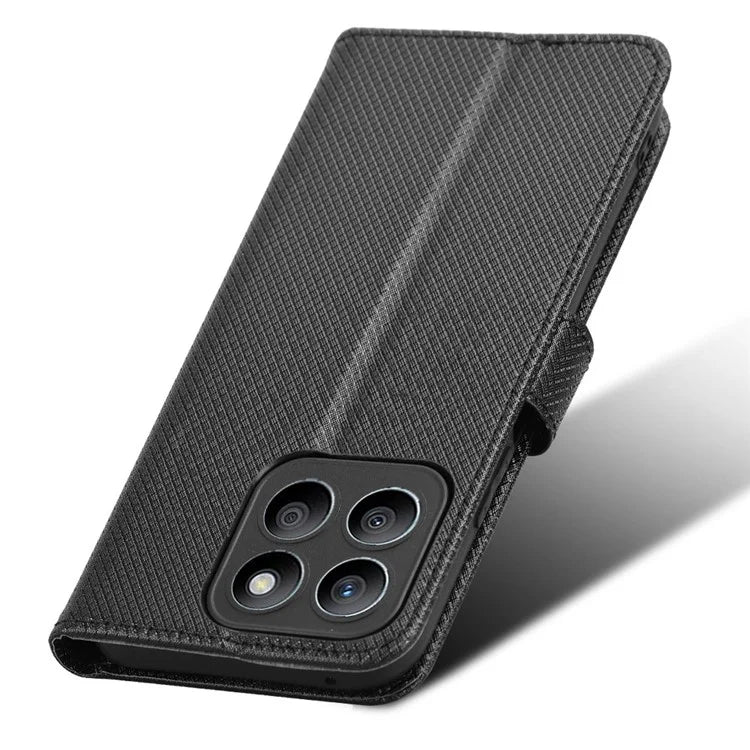 For Honor X8b 4G Cell Phone Case Wallet Leather Cover Diamond Texture Shockproof Shell