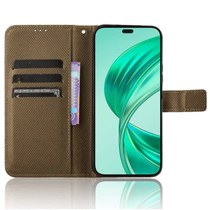For Honor X8b 4G Cell Phone Case Wallet Leather Cover Diamond Texture Shockproof Shell