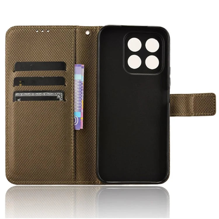 For Honor X8b 4G Cell Phone Case Wallet Leather Cover Diamond Texture Shockproof Shell
