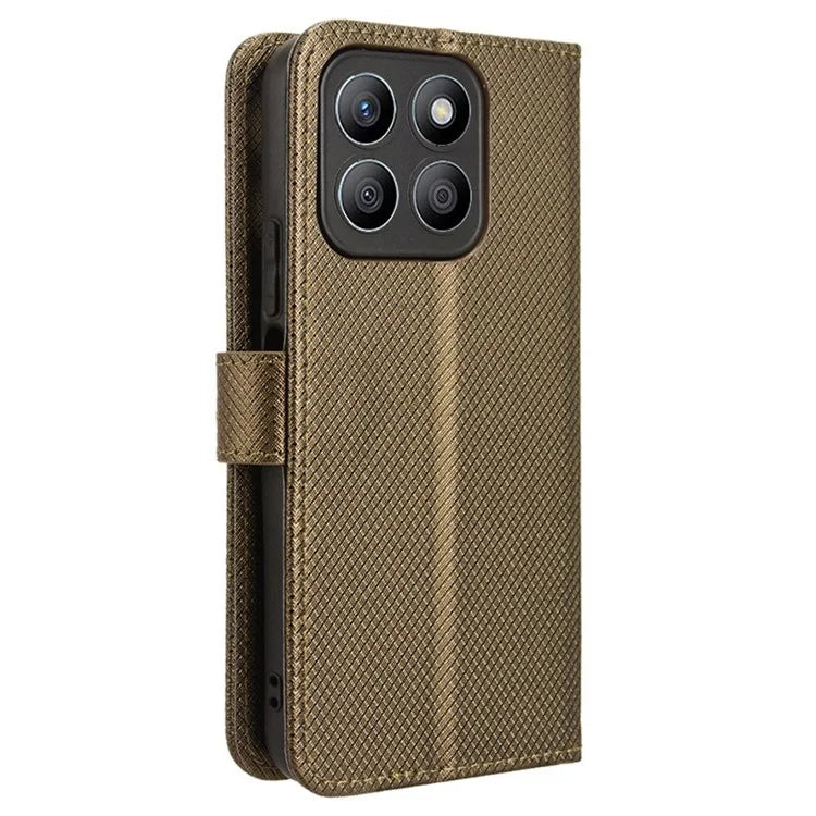 For Honor X8b 4G Cell Phone Case Wallet Leather Cover Diamond Texture Shockproof Shell