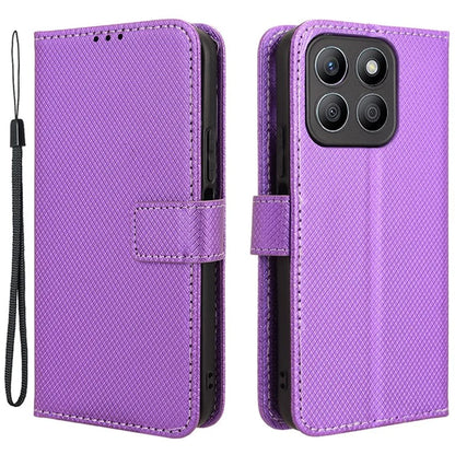 For Honor X8b 4G Cell Phone Case Wallet Leather Cover Diamond Texture Shockproof Shell
