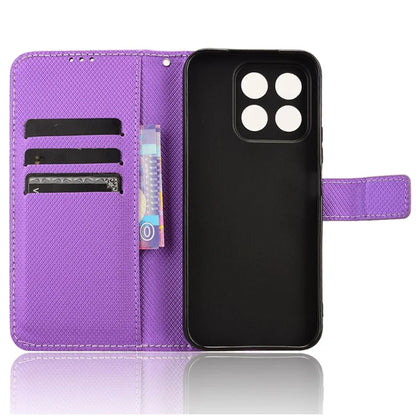 For Honor X8b 4G Cell Phone Case Wallet Leather Cover Diamond Texture Shockproof Shell
