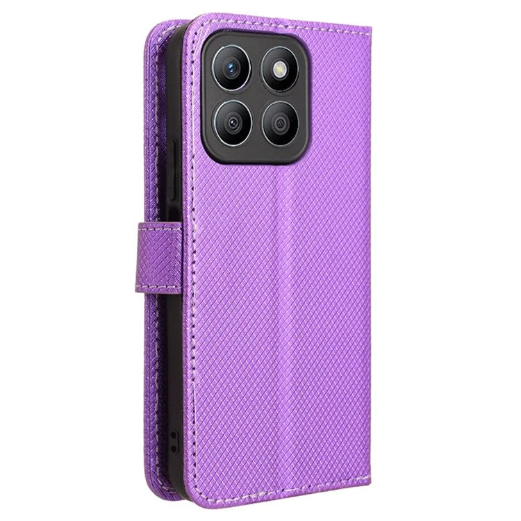 For Honor X8b 4G Cell Phone Case Wallet Leather Cover Diamond Texture Shockproof Shell