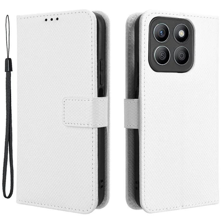 For Honor X8b 4G Cell Phone Case Wallet Leather Cover Diamond Texture Shockproof Shell