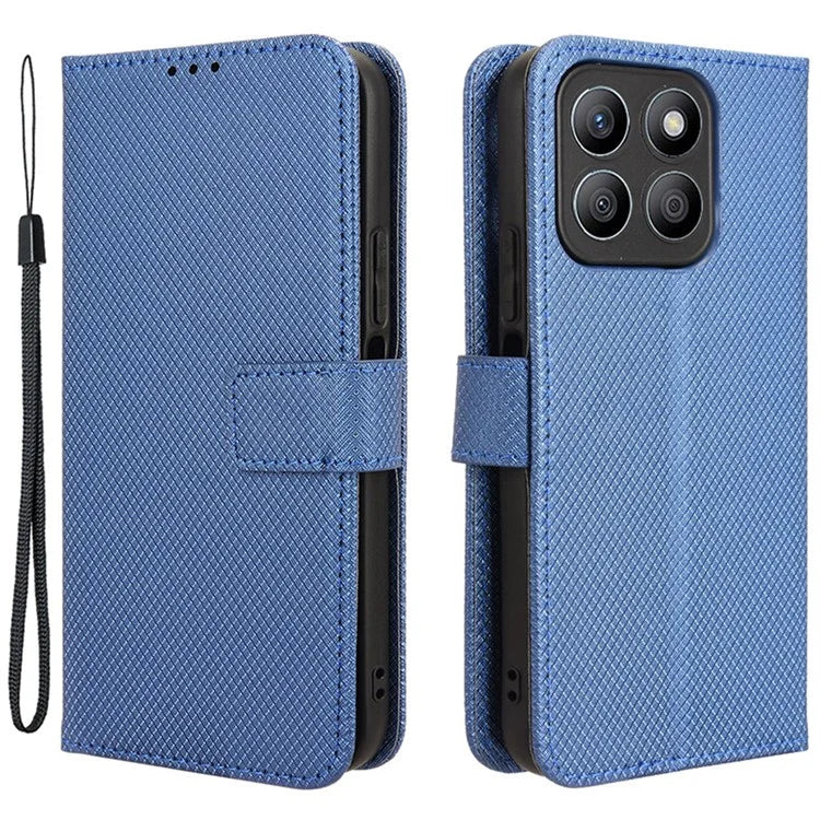 For Honor X8b 4G Cell Phone Case Wallet Leather Cover Diamond Texture Shockproof Shell