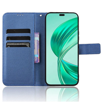 For Honor X8b 4G Cell Phone Case Wallet Leather Cover Diamond Texture Shockproof Shell