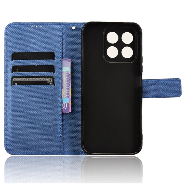 For Honor X8b 4G Cell Phone Case Wallet Leather Cover Diamond Texture Shockproof Shell