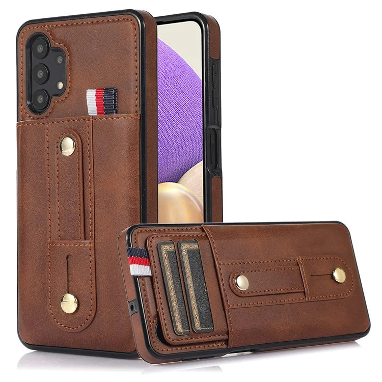 For Samsung Galaxy A73 5G Case Hidden Card Holder Retro PU Leather Coated TPU Phone Cover