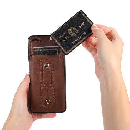 For Samsung Galaxy A73 5G Case Hidden Card Holder Retro PU Leather Coated TPU Phone Cover