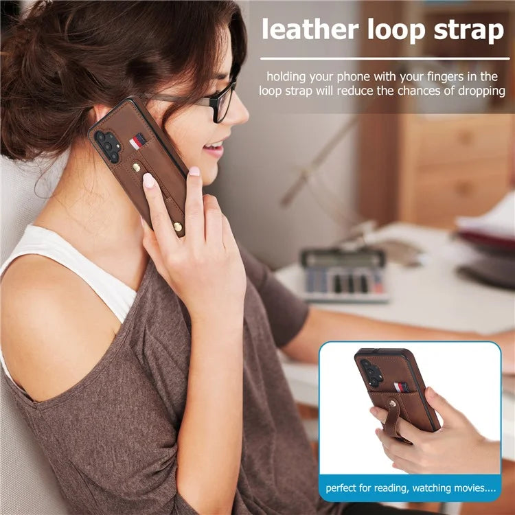 For Samsung Galaxy A73 5G Case Hidden Card Holder Retro PU Leather Coated TPU Phone Cover