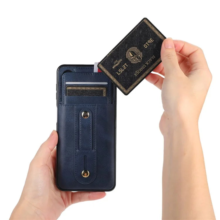 For Samsung Galaxy A73 5G Case Hidden Card Holder Retro PU Leather Coated TPU Phone Cover