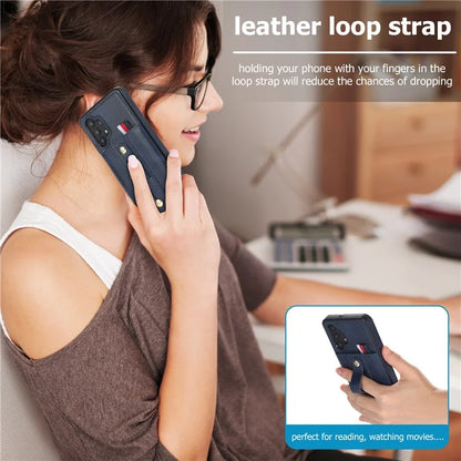 For Samsung Galaxy A73 5G Case Hidden Card Holder Retro PU Leather Coated TPU Phone Cover