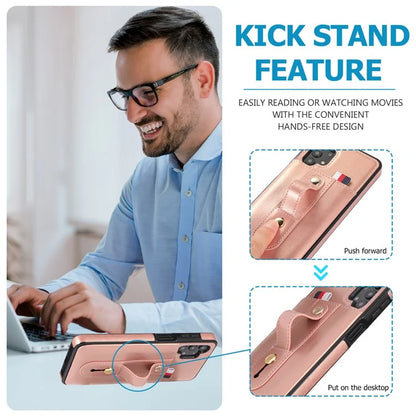 For Samsung Galaxy A73 5G Case Hidden Card Holder Retro PU Leather Coated TPU Phone Cover