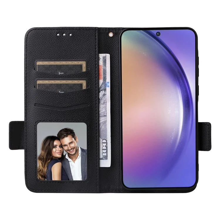 For Samsung Galaxy A55 5G Flip Wallet Leather Case Litchi Texture Phone Cover