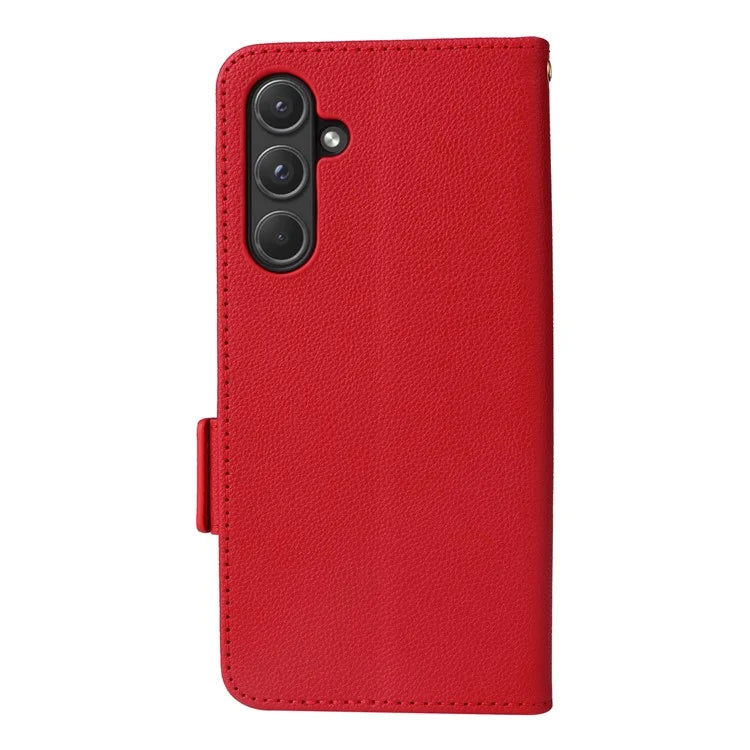 For Samsung Galaxy A55 5G Flip Wallet Leather Case Litchi Texture Phone Cover