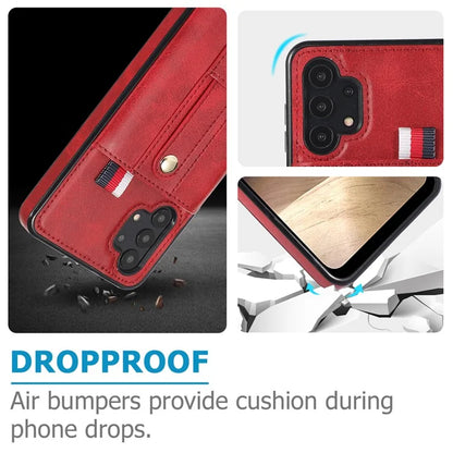 For Samsung Galaxy A72 4G / A72 5G Case Card Holder PU Leather+TPU Phone Cover with Finger Strap Kickstand
