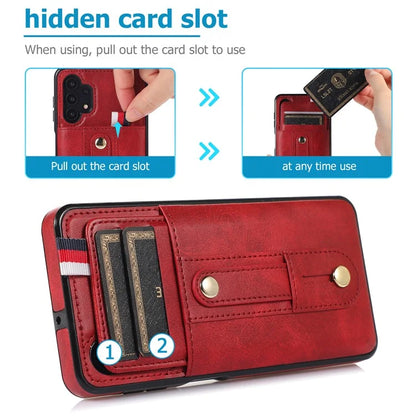 For Samsung Galaxy A72 4G / A72 5G Case Card Holder PU Leather+TPU Phone Cover with Finger Strap Kickstand