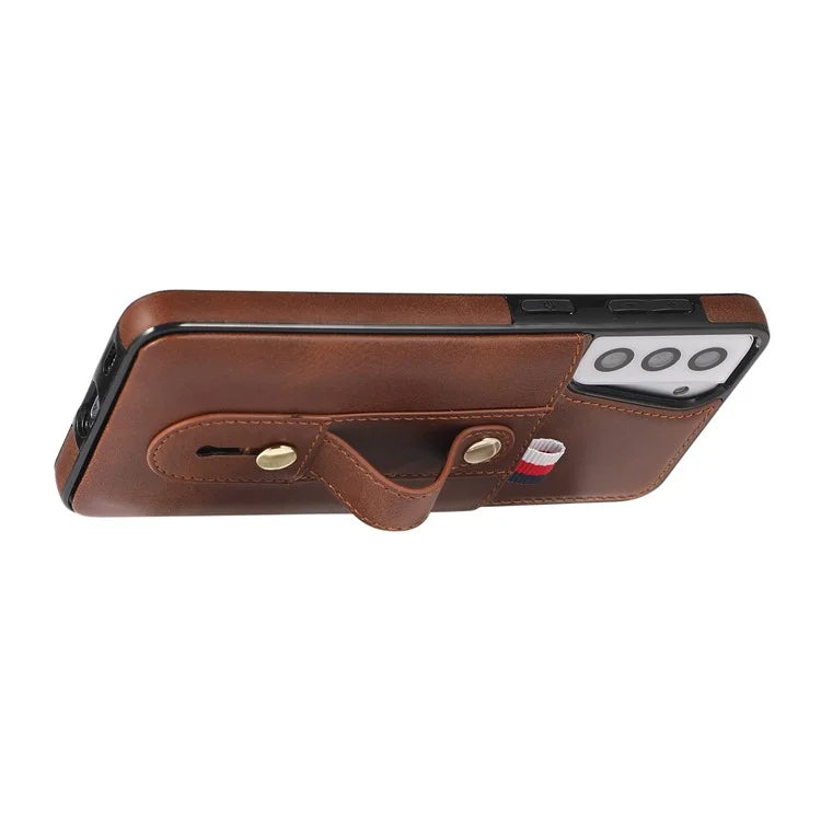 For Samsung Galaxy S21+ 5G Cell Phone Case Retro PU Leather+TPU Cover with Hidden Card Holder