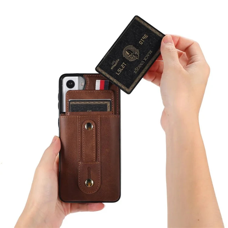 For Samsung Galaxy S21+ 5G Cell Phone Case Retro PU Leather+TPU Cover with Hidden Card Holder