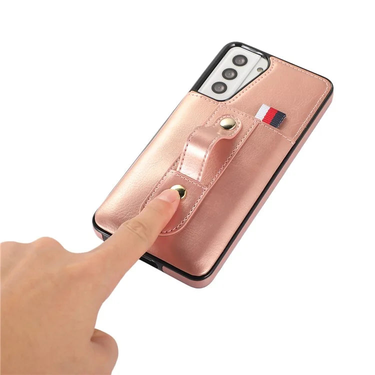 For Samsung Galaxy S21+ 5G Cell Phone Case Retro PU Leather+TPU Cover with Hidden Card Holder