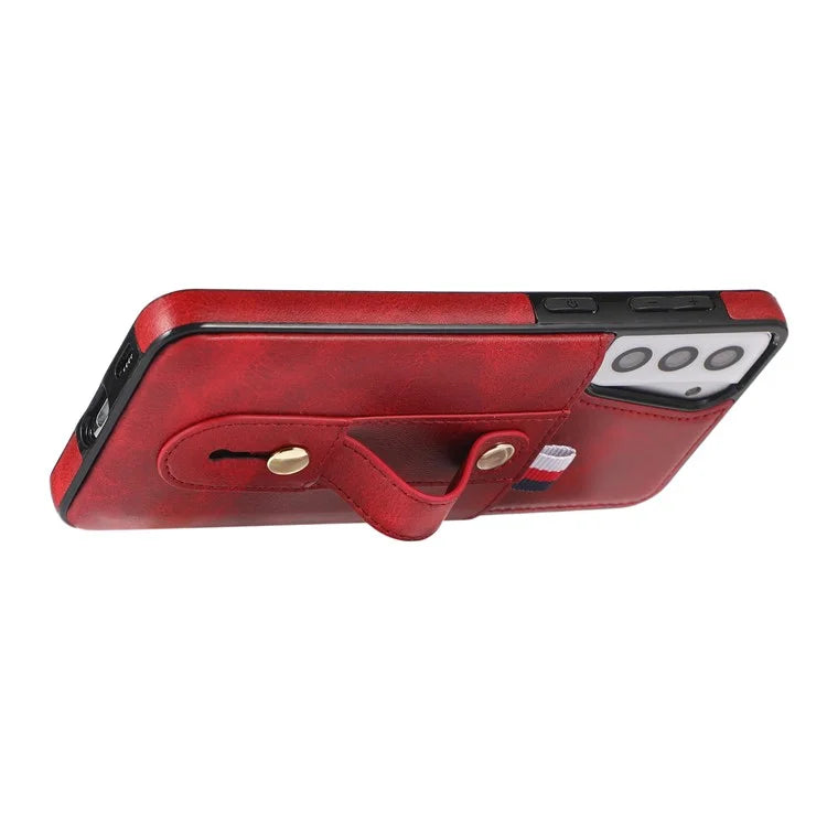 For Samsung Galaxy S21+ 5G Cell Phone Case Retro PU Leather+TPU Cover with Hidden Card Holder