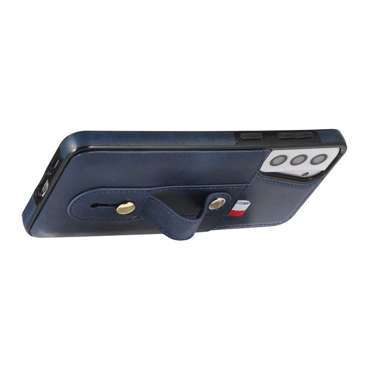 For Samsung Galaxy S21+ 5G Cell Phone Case Retro PU Leather+TPU Cover with Hidden Card Holder
