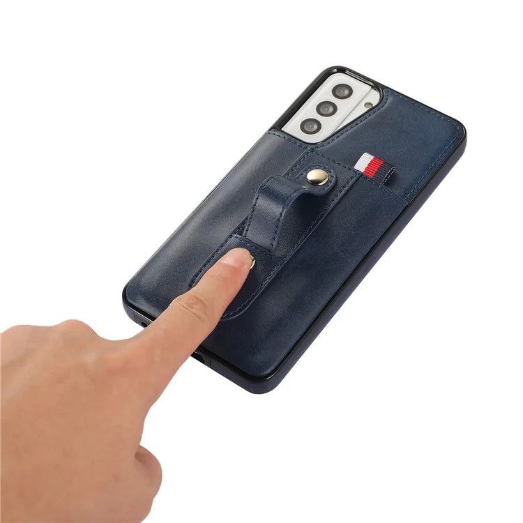 For Samsung Galaxy S21+ 5G Cell Phone Case Retro PU Leather+TPU Cover with Hidden Card Holder