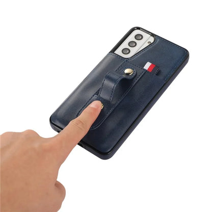 For Samsung Galaxy S21+ 5G Cell Phone Case Retro PU Leather+TPU Cover with Hidden Card Holder