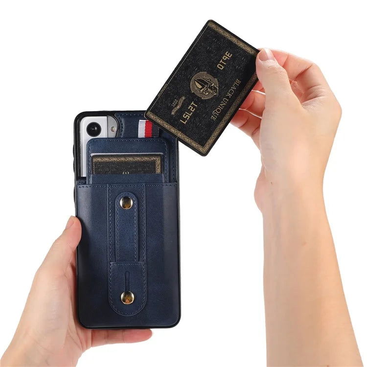 For Samsung Galaxy S21+ 5G Cell Phone Case Retro PU Leather+TPU Cover with Hidden Card Holder