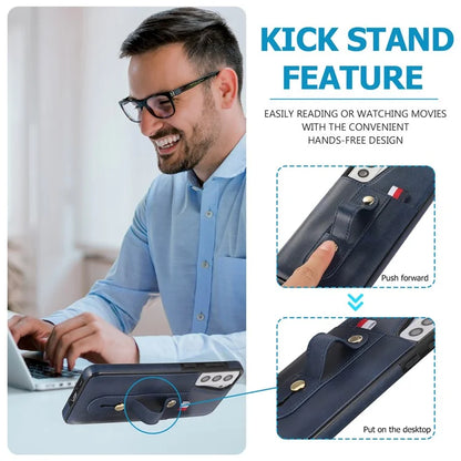 For Samsung Galaxy S21+ 5G Cell Phone Case Retro PU Leather+TPU Cover with Hidden Card Holder